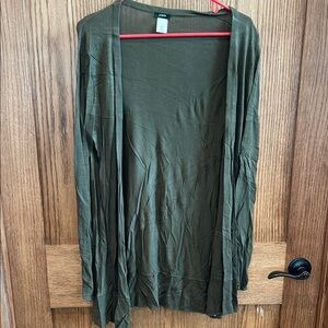 Jcrew: Olive Green / Grey Open Cardigan